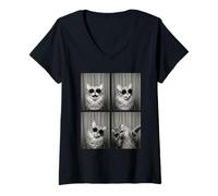 Mujer Cat PhotoBooth Gafas de Sol Funny Dab Cats Lover Camiseta Cuello V