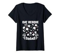Mujer Cat Rescue Squad Escuadrón de Rescate de Gatos Rescate Camiseta Cuello V