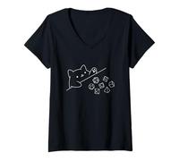 Mujer Cat Rolling Dice - Juegos de Mesa RPG D20 Camiseta Cuello V