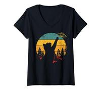 Mujer Cat UFO Camisa Invasión Alien Nave Espacial Vintage Camiseta Cuello V