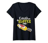 Mujer Catadora De Elotes Pro Con Chile Del Que Pica Elote Corn Camiseta Cuello V
