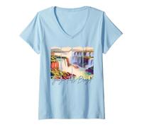 Mujer Cataratas del Iguazú Brasil Viaje Pincelada Iguazú Explorando Viaje Camiseta Cuello V