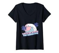 Mujer Catch Me Where The Waves Are Cruise - Camisa de Vacaciones Camiseta Cuello V