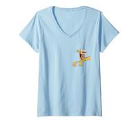 Mujer Catdog Best of Both Worlds Retro Cat Character Left Chest Camiseta Cuello V