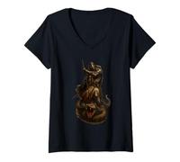Mujer Catholar Templar Knight derrota a la Serpiente Camiseta Cuello V