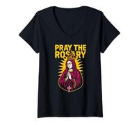 Mujer Catholic Pray The Rosary Vintage Mens Surgery Recuperar Camiseta Cuello V