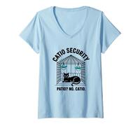 Mujer Catio Security Patio No Catio Gato Catio Mom Dad Camiseta Cuello V
