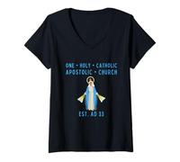 Mujer Católica Romana Una Santa Iglesia Apostólica Camiseta Cuello V