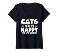 Mujer Cats Make Me Happy You Not So Much Humans Make My Head Hurt Camiseta Cuello V