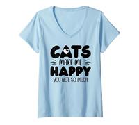 Mujer Cats Make Me Happy You Not So Much Humans Make My Head Hurt Camiseta Cuello V