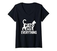 Mujer Cats Over Everything Camiseta Cuello V