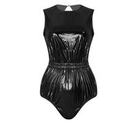 Mujer Catsuit Aspecto Mojado Abierto Mujeres Bikini Incontinencia Negro XXL