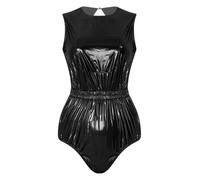 Mujer Catsuit Aspecto Mojado Abierto Mujeres Bodysuit Impermeable Negro XS