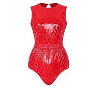 Mujer Catsuit Aspecto Mojado Abierto Mujeres Bodysuit Impermeable Rojo S