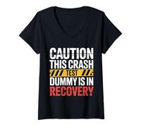 Mujer Caution This Crash Test Dummy Is In Recovery |- Camiseta Cuello V