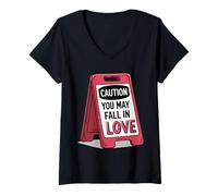Mujer Caution: You Might Fall in Love - Funny Valentine's Day Desi Camiseta Cuello V