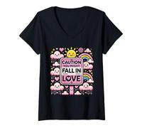 Mujer Caution: You Might Fall in Love - Funny Valentine's Day Desi Camiseta Cuello V