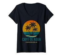 Mujer Cayo De Agua Venezuela Venezolano Retro Sunset Design Camiseta Cuello V