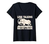 Mujer Caza de Cerdos Cazador de Cerdos Menos Hablar más Punto Camiseta Cuello V