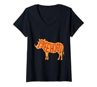 Mujer Caza del jabalí Cazador de jabalíes Free Hogs! Camiseta Cuello V
