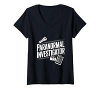 Mujer Cazador de Fantasmas investigador Paranormal Camiseta Cuello V
