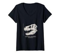 Mujer Cazador de fósiles de Dinosaurios de paleontología de Calavera T- Camiseta Cuello V