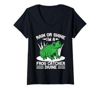 Mujer Cazador De Ranas Rain Or Shine I´m A Divine Rana Camiseta Cuello V