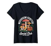 Mujer Cazadores de setas Club Social Forager Amante de la naturaleza Camiseta Cuello V