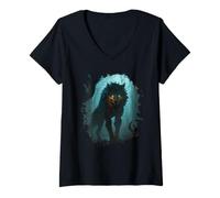 Mujer Cazadores de Sombras en el Bosque Antiguo una Leyenda sobre Camiseta Cuello V