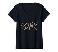 Mujer CDMX Ciudad de México Diseño Vintage Elegante Camiseta Cuello V