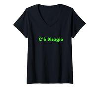 Mujer C'è Disagio Ironica Meme Italiano Camiseta Cuello V