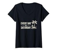 Mujer Celebración de jubilación Divertida Todos los días sábado Camiseta Cuello V