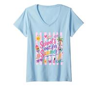 Mujer Celebración del Maestro de Verano de la Escuela para el Fin de la Escuela Camiseta Cuello V