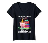 Mujer Celebración Divertida de cumpleaños con Texto en inglés I'm A Big Deal It's My Birthday Camiseta Cuello V