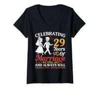 Mujer Celebrando 29 años de Matrimonio Que todavía Hacemos de 1997 a 2026 Camiseta Cuello V