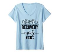 Mujer Celebrate Sober Recovery Mode On Sobriety Anniversary 1 Year Camiseta Cuello V