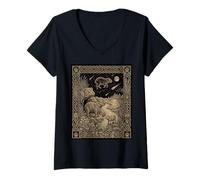 Mujer Celestial Capibara Tarot Carta Zodiaco Oculto Camiseta Cuello V