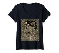Mujer Celestial Echidna Tarot Cartas Astronomía Camiseta Cuello V