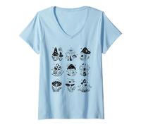 Mujer Celestial Mushroom Cottage Core Moon Goddess Camiseta Cuello V