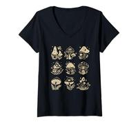 Mujer Celestial Mushroom Cottage Core Moon Goddess Camiseta Cuello V
