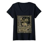 Mujer Celestial Wombat Tarot Cartas Astronomía Camiseta Cuello V