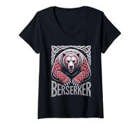 Mujer Celtic Knotwork Berserker Bear Nordic Warrior Viking Spirit Camiseta Cuello V
