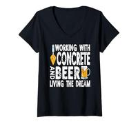 Mujer Cemento Y Cerveza Vida Soñada Graciosa Camiseta Cuello V