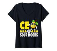 Mujer CEO de Sour Moods Lemon Humor Sarcastic Boss Camiseta Cuello V