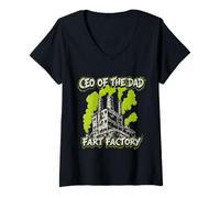 Mujer CEO de The Dad Fart Factory Fart Father Farting Vintage Camiseta Cuello V