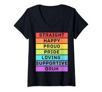 Mujer Cepillo Hetero Feliz Orgulloso Orgullo Amoroso Cepillo solidario Camiseta Cuello V