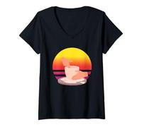 Mujer Cerámica Artesanal Arte Sunset Dreams Camiseta Cuello V