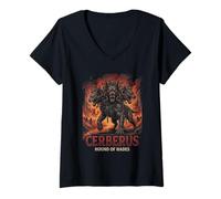 Mujer Cerberus - Perro de Tres Cabezas del inframundo del Hades Camiseta Cuello V