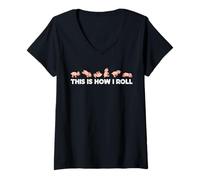 Mujer Cerdo Granja De Cerdos Divertido Cerdo This Is How I Roll Pig Camiseta Cuello V