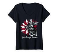 Mujer Cerebro Aneurisma Conciencia Mes Girasol Aneurisma Cerebral Camiseta Cuello V